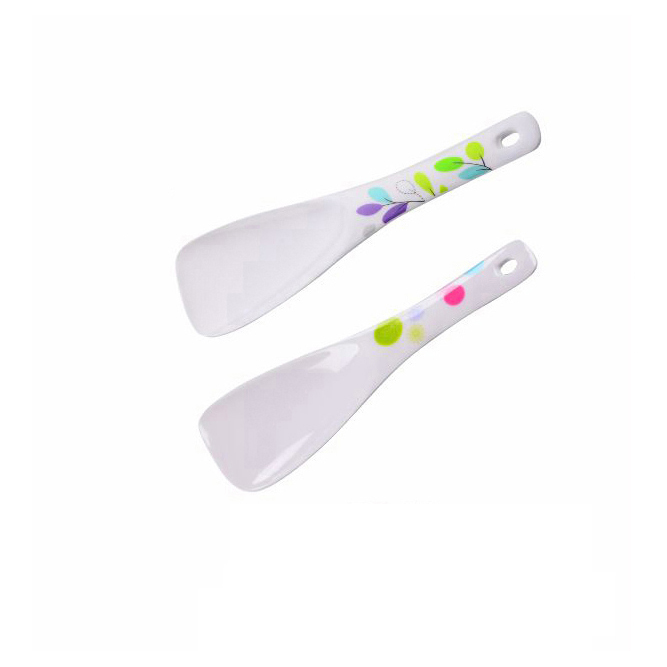 Melamine Ware Rice Spoon - User-Friendly Design Spoon and Serving Spoon with Long Grip Handle & Hanging Loop | Broad Deep Mouth | Dinner Cutlery Utensil (White)
