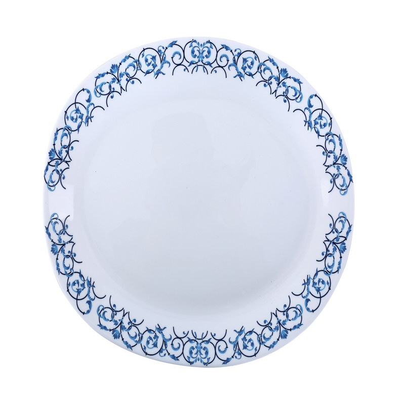 Royalford RF6104 14" Opal Ware Art Flower Dinner Plate Pasta Plate Made with Durable Material | Plate with playful Classic decoration | Dishwasher Safe | Ideal for Rice Dishes, Snacks, Desserts & More