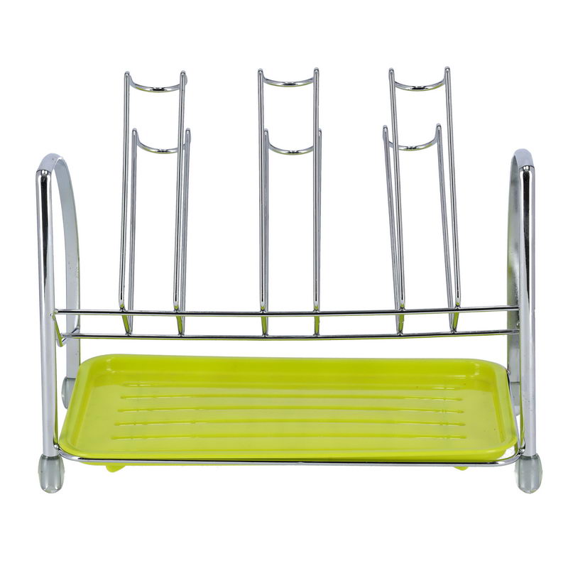 Stainless Steel 6 Pcs Glass Stand Holder with Tray - Glass Drainer Storage Drying Rack - Glass Holder Rack - Holds 6 Cups - Ideal for Storing /Drying Cups, Mugs, Glasses (260X150X225 Cm)