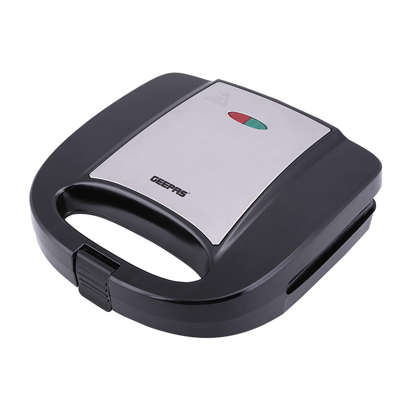 Geepas GGM6001 700W 2 Slice Grill Maker with Non-Stick Plates | Stainless Steel Panini Press, Sandwich Toaster, Grill & Griddle Toasty Maker | Cord-Warp for Storage, Ideal for Breakfast | 2 Years Warr