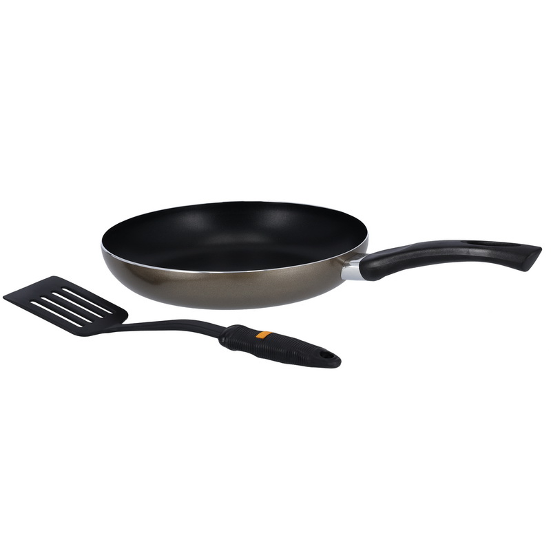 26CM Aluminium Fry Pan with Nylon Turner - Non-Stick Fry Pan With Slotted Turner | Fry Pan 26Cm, Turner Included, Value Fry Pan with Turner Utensil
