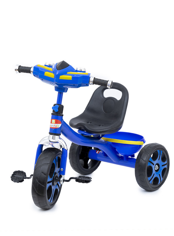 Baby plus INFANS Kids Tricycle Rider with Adjustable Seat, Storage Basket, Premium Quiet Wheels, Non-Slip Handle 