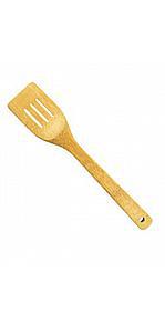 Royalford RF5111 Bamboo Slotted Turner - Heat Resistant Soft Grip Slotted Turner, Bamboo, Cooking and Baking Equipment | Dishwasher Safe & Hanging Loop