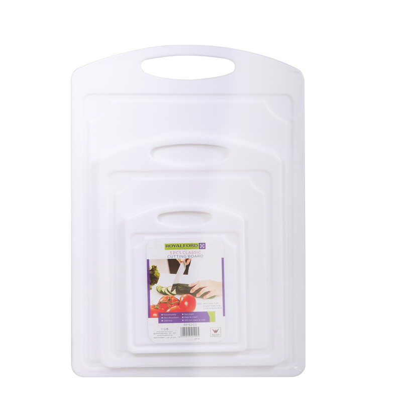 3Pcs Cutting Board - Non-Toxic Polyethylene Cutting Board with Non-Slip Base- Perfect for Fruits & Vegetables -Hanging Hole for Easy Storage | Multipurpose Dual Usage Kitchen Cutting Board