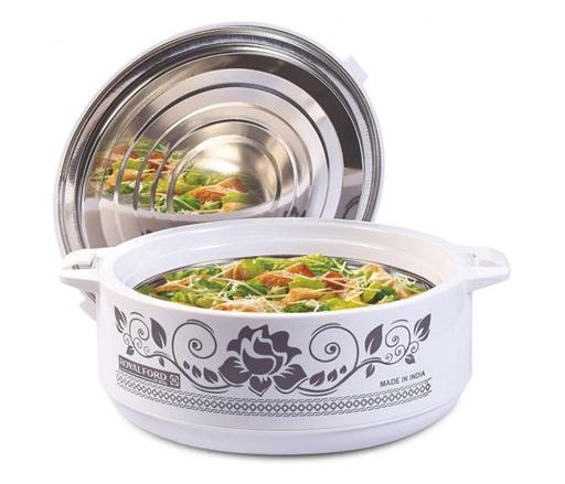 Royalford RF8957 4.5L Jumbo King Insulated Hot Pot | Stainless Steel Insulated Serving Dish with Lid | Hot Food Storage Containers, Food Warmer & Storage Saver for Everyday Use | Keeps Food Warm or Co