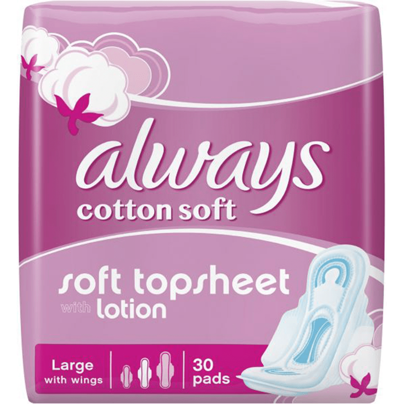 Always Breathable Soft Maxi Thick, Large sanitary pads with wings, 30 pads