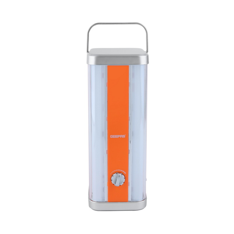 Geepas GE5595 Multi-functional LED Lantern 4000mAh - Portable Lightweight with Comfortable Handle | Solar Input with Dimmer Function | 4 Hours Working | Ideal to Charge Personal Devices | 2 Years Warr