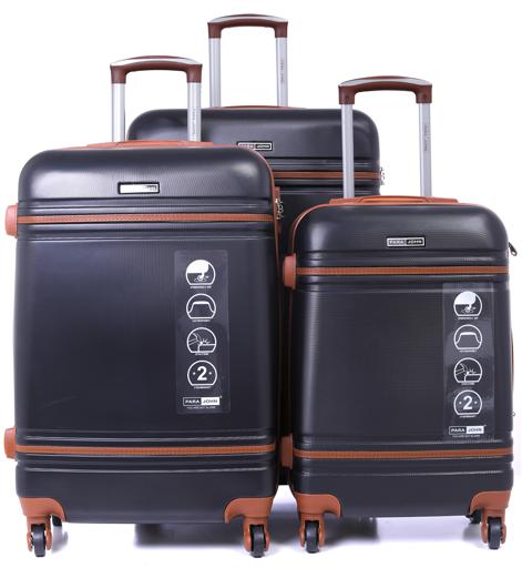 Parajohn PJTR3042 ABS Hard Trolley Luggage Set, Black