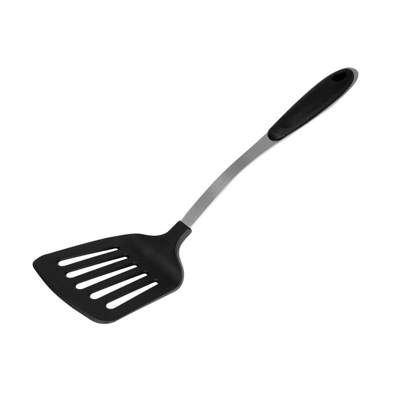 Royalford RF1203-NSS Nylon Slotted Spatula with Steel Handle - Slotted Turner High Grip Long Handle, Drainer/Strainer Slotted Spatula | Ideal Food Spatula, Omelette Turner, Frying and More
