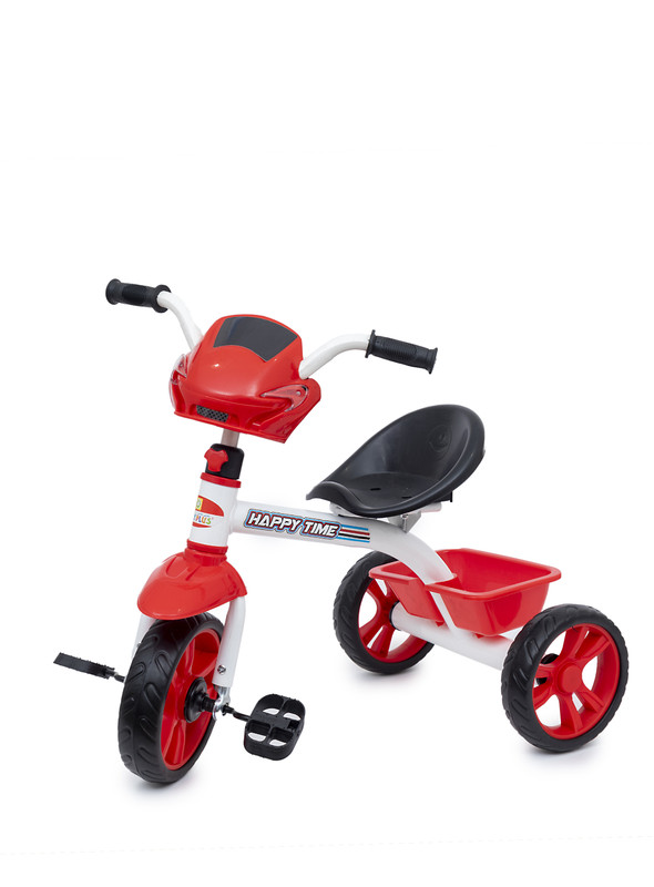 Baby plus INFANS Kids Tricycle Rider with Adjustable Seat, Storage Basket, Premium Quiet Wheels, Non-Slip Handle 