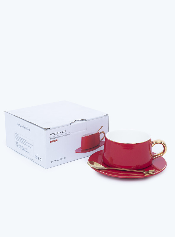 DAY N DAY  ceramic coffee cup saucer set with gold plate and flower cup with cover and spoon water cup gift box coffee