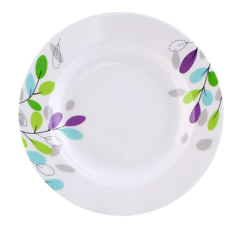 10" Melamine Ware Flat Plate - Maggie, Soup Plates Pasta Plates | plate with playful Classic decoration | Ideal for Soup, Desserts, Ice Cream & More (White)