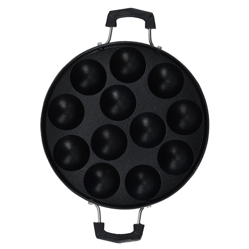 12 Pits Aluminium Appam Patram - Nonstick Cast Aluminum Alloy Baking Tray with 12 Pieces | Ideal Kitchen Home Cookware Maker Nonstick Baking Tray Pan Mini Cake Pop Maker