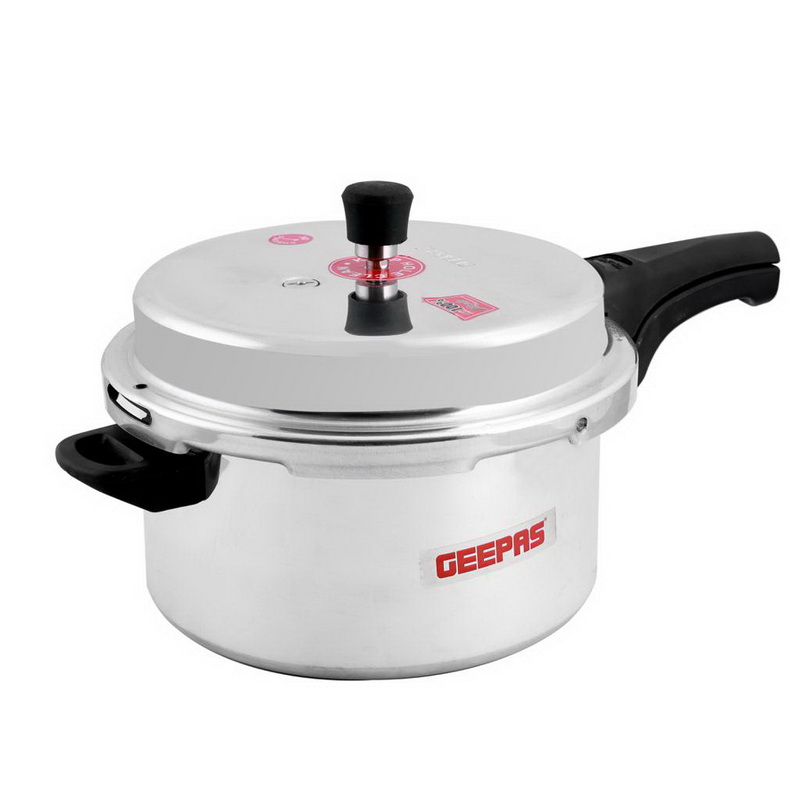 Geepas GPC327 7.5L Aluminium Pressure Cooker - Lightweight & Durable Home Kitchen Pressure Cooker with Lid, Cool Touch Handle & Safety Valves| Ideal for Gas, Induction Base & Solid Hotplates|5 Years W