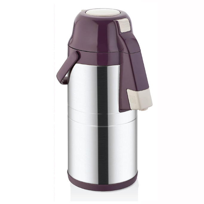 Royalford RF8555 4.5L Air-Pot Flask - Stainless Steel Heat Insulated Thermos for Keeping Hot/Cold Long Hour Push Button with Silicone Seal | Double-Walled | Perfect for Hot Water, Tea, Beverage