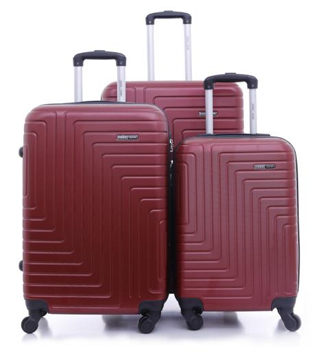 Parajohn PJTR3077 ABS Hard Trolley Luggage Set, Burgundy