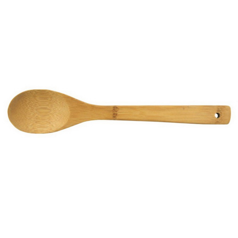 Royalford RF5115 Bamboo Serving Spoon - Heat Resistant Soft Grip Spoon Handle, Bamboo, Cooking and Baking Equipment | Dishwasher Safe & Hanging Loop