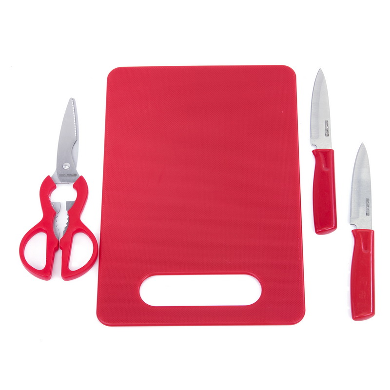 Kitchen Knife Set 4 Pc - Includes 2 Knife Set with Cutting Board and a Scissor - All-in-One Solution for your Kitchen Needs - Stainless Steel Razor Sharp Blades