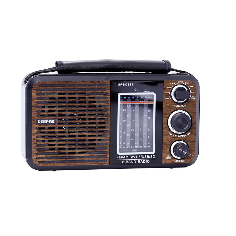 Rechargeable Radio - BT/USB/SD /MP3 Music Player | Excellent Sound Quality, Bluetooth Speaker | Lightweight Portable FM Radio, 8 Band Radio with MP3/WMA | Stylish Retro Design | 2 Year warranty
