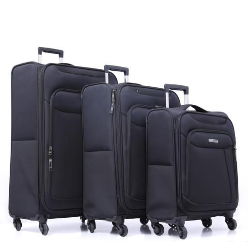 Parajohn PJTR3117 Polyester Soft Trolley Luggage Set, Black