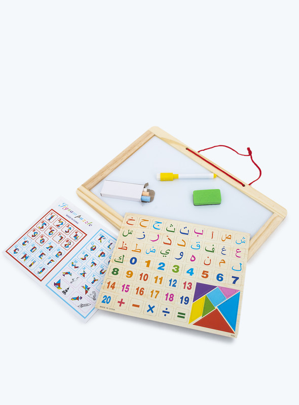 Day N Day-KIDS EDUCATIONAL BOARD AND PUZZLE NUMBERS, Double-Sided Whiteboard & Chalkboard Standing Easel with Bonus Magnetics, Numbers and Other Accessories for Kids and Toddlers