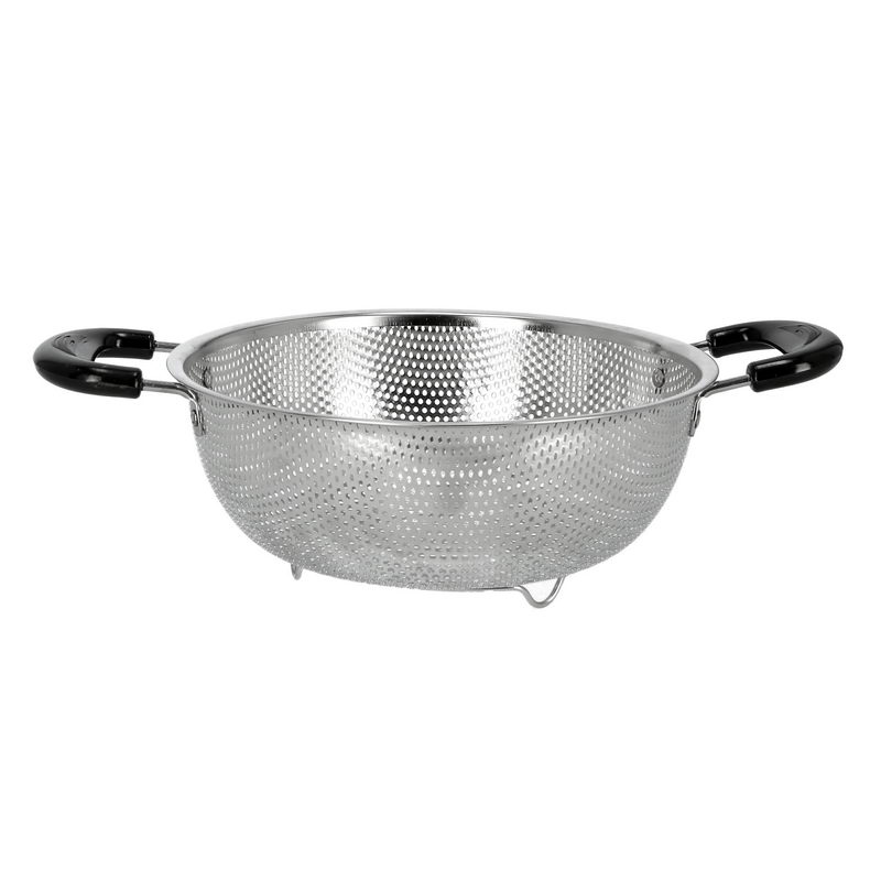 Royalford RF5405 Stainless Steel Micro-Perforated Colander - 28.5 CM Professional Colander for Food Fruit Vegetable & Pasta - Strainer with Heavy Duty Bakelite Handles & Self-draining Solid Tripod Rin