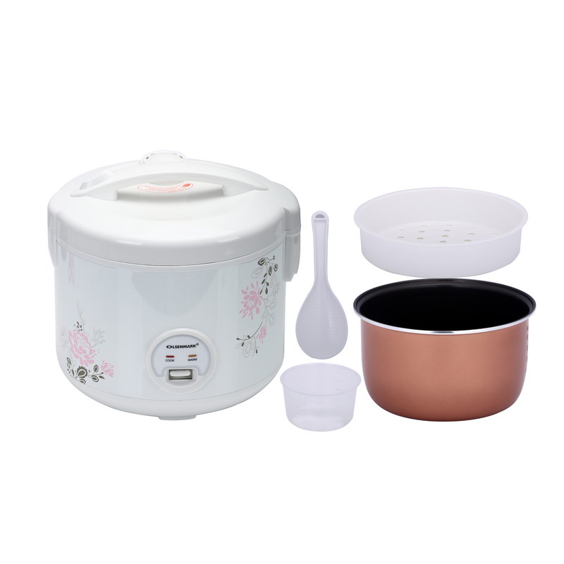 Rice Cooker, 1.5L | 3 In 1 - Automatic Cooking and Warning System - Aluminium Inner Pot, Non-Stick Coating - 3 In 1 Functions: Rice Cooking, Keep Warm And Steam - Tempered Glass Lid
