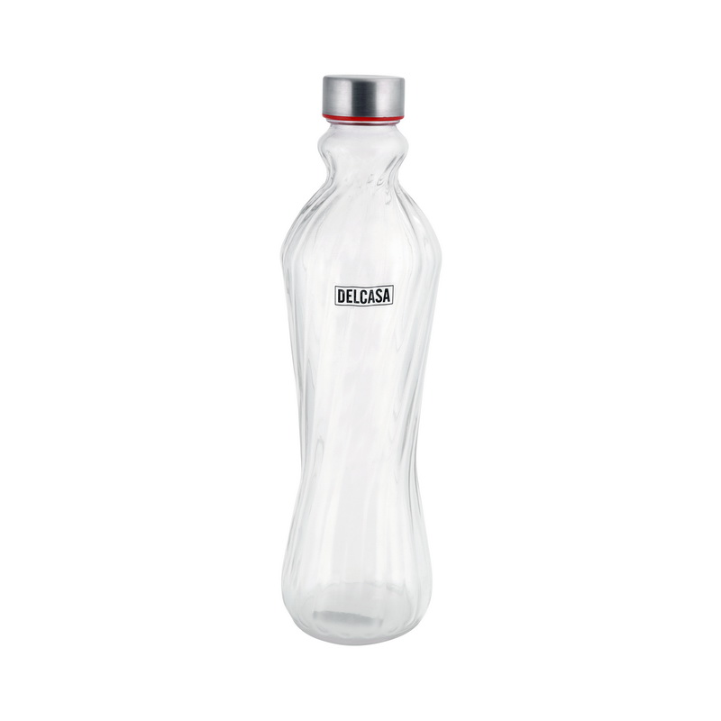 Delcasa DC1269 1000ML Glass Water Bottle - Portable Cap - Lead Free Water Bottle, Travel Flask | Air Tight & Leak Proof | Dishwasher Safe | Leak-Proof Lids | Ideal for Indoor & Outdoor