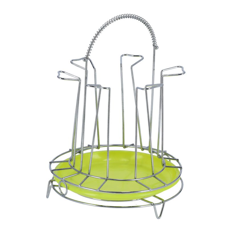 6 Pcs Stainless Steel Cup Holder with Tray - Mug Drainer Storage Drying Rack - Upside Down Mug Rack - Drying Holds 6 Cups - Ideal for Storing/Draining/Drying Cups, Mugs, Glasses