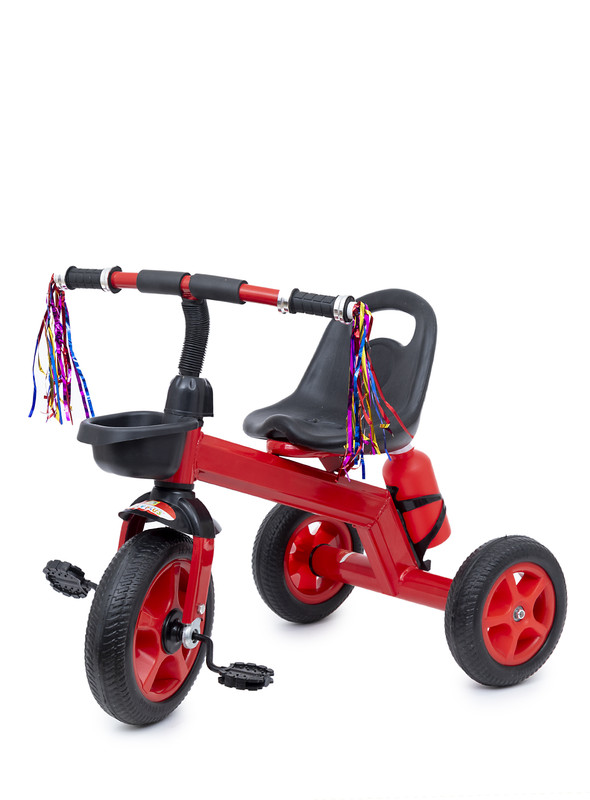 Baby plus INFANS Kids Tricycle Rider with Adjustable Seat, Storage Basket, Premium Quiet Wheels, Non-Slip Handle with sports title