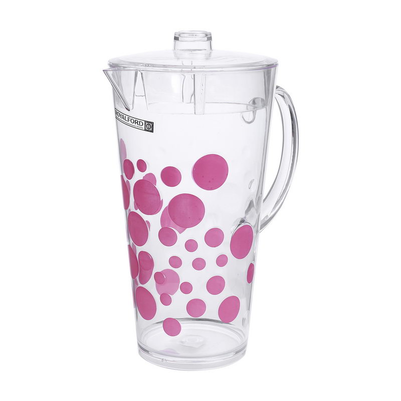 Royalford RF9809 2.3 Litre Polystyrene Pitcher - Multi-Purpose Transparent Jug with leak Proof Lid | Ergonomic Handle & Eco Friendly | Ideal for Water Picnic Juice, Durable Plastic, Spill-Proof Lid
