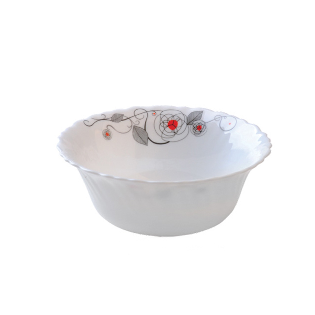 9inch Opal Bowl Portable, Lightweight Bowl Breakfast Cereal Dessert Serving Bowl | Ideal for Rice, Pasta, Deserts, Icecream & More (White)