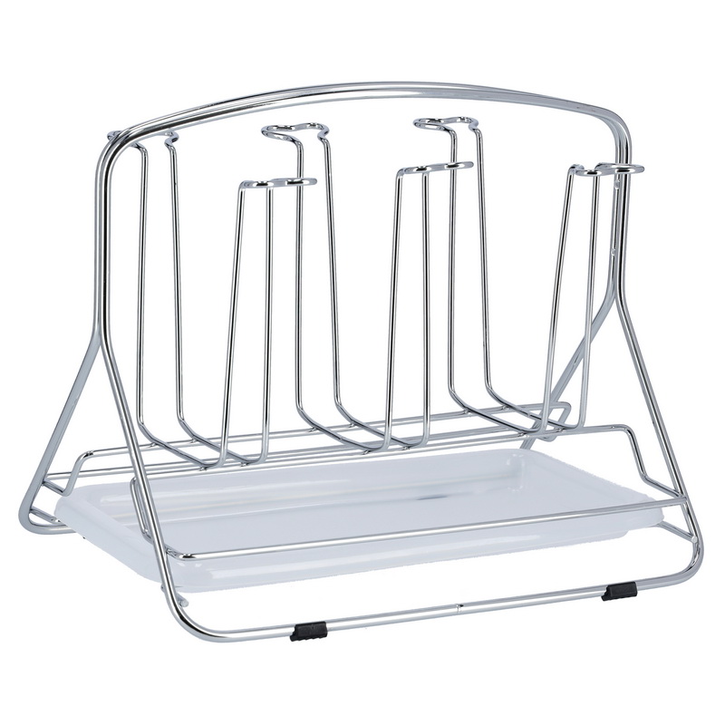 Delcasa DC1690 6 Pcs Stainless Steel Glass Rack with Tray - Glass Drainer Storage Drying Rack - Glass Holder Rack - Drying Holds 6 Cups - Ideal for Storing/Draining/Drying Cups, Mugs, Glasses