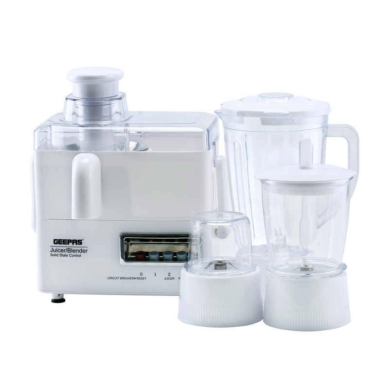 4-in-1 Multi-Function Food Processor - Electric Blender Juicer, 2-Speed with Pulse Function & Safety Interlock | 500W | Juicer, Blender, Mixture & Coffee Mill Included | 2 Years Warranty