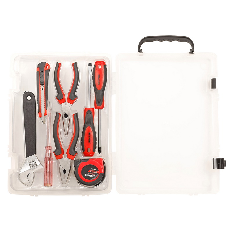 Geepas GT7660 8 pcs Premium Hand Tool Set - Indispensable Combo Tool Kit Ideal for DIY, Workshop & Garage Repairs
