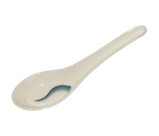 5.5" Professional Melamine Spoon - Cooking and Serving Spoon with Grip Handle | Microwave Safe | Hanging Loop | Dinner Cutlery/Crockery Utensil - Ultra Stylish with Long Handle (Blue)