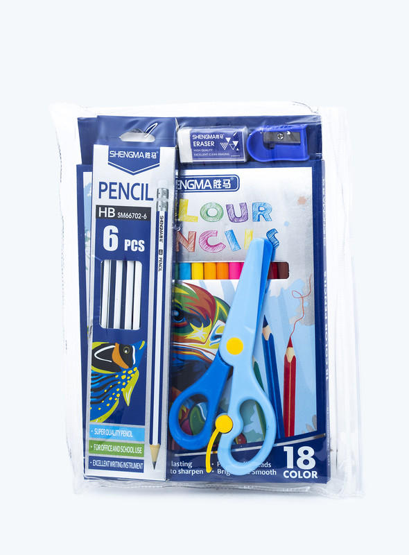 Day N Day-18 PC COLOUR PENCIL,6 PC HB PENCIL,ERASER,SHARPNER AND SCISOR