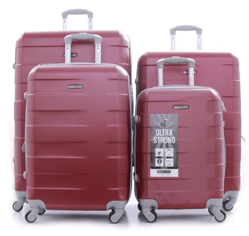 Parajohn PJTR4025 4 Pcs Zin Trolley Luggage Set, Dark Red