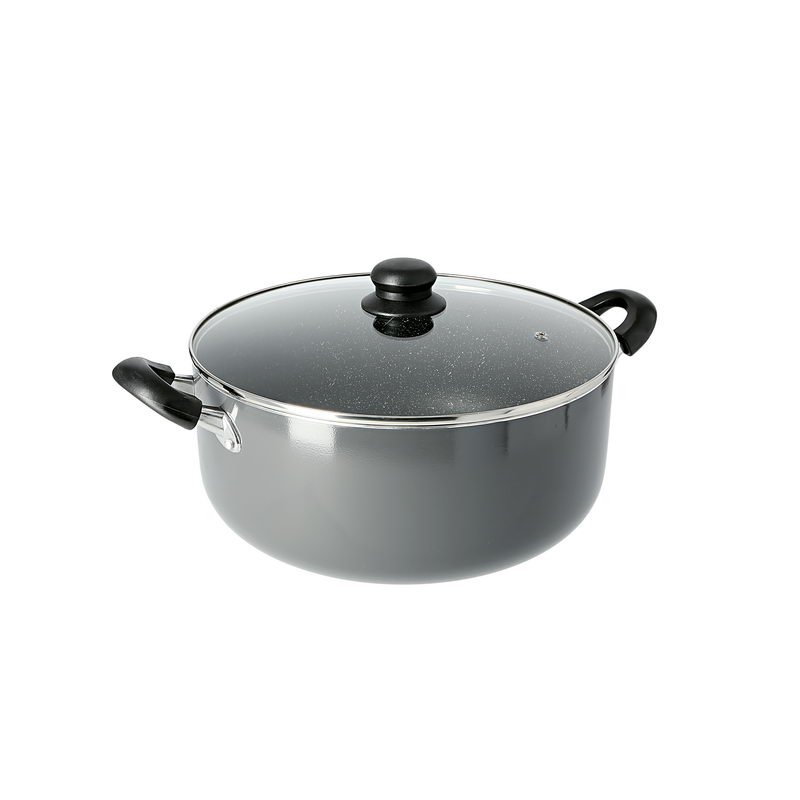 Delcasa DC1576 32cm Non-Stick Casserole Stock Pot with Glass Lid - Aluminium Cookware Pan Induction Safe Saucepan with Durable Non-Stick Granite Coating - Stock Pot with Glass Lid & Heat-Resistant Han