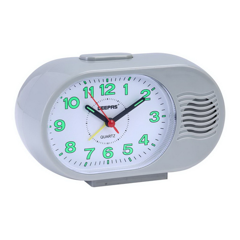 Geepas GWC26019 Bell Alarm Clock - Small Battery Operated, Analog Alarm Clock, Silent Non-Ticking, Ascending Beep Sounds, Snooze, Light Functions | Perfect for Students, Housewives, Working Employees 