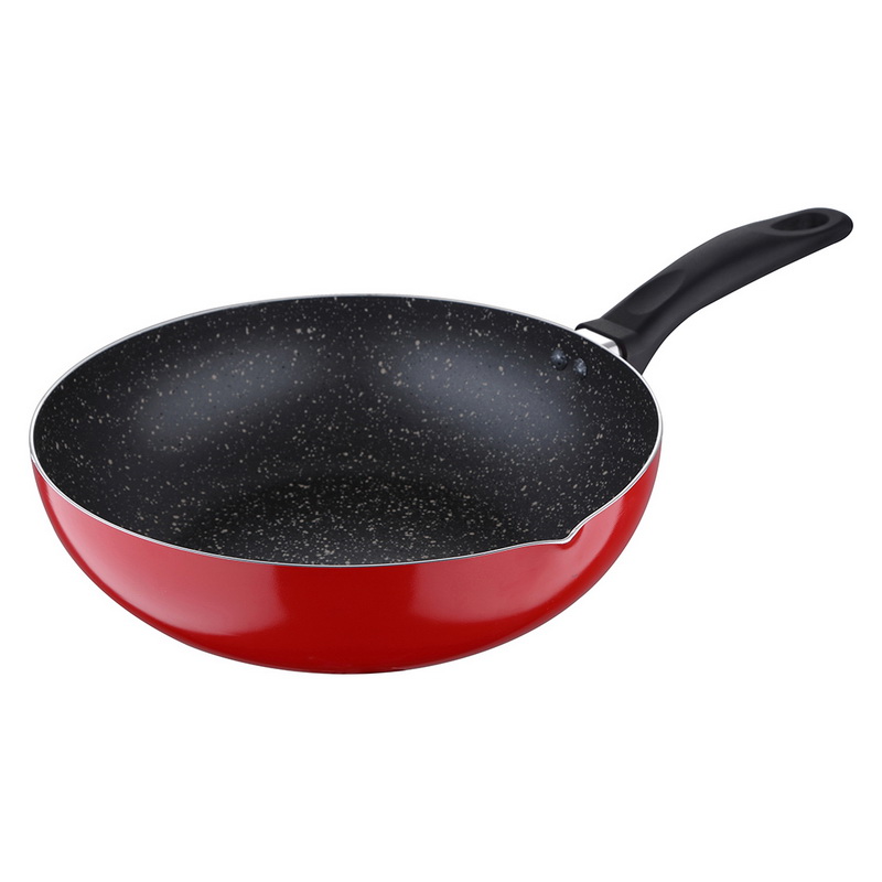 Royalford RF8518 26Cm Long Handle Non Stick Wokpan - Frying Pan , Black-Coated Aluminum Saucepan Cookware | Non-Stick Coating | Resistant Long Handle Heat with Comfortable Grip| Perfect For Frying, St