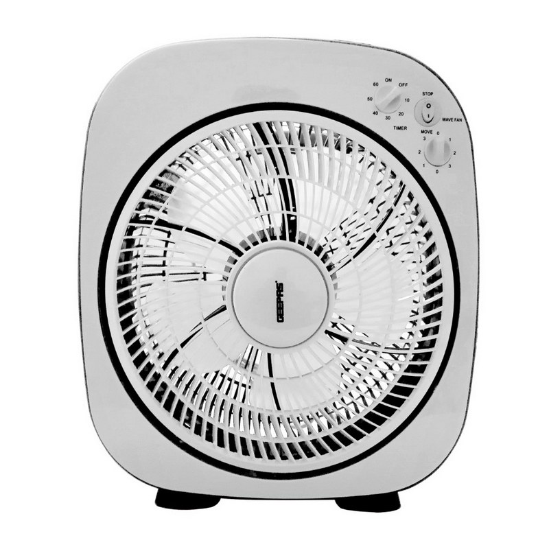 Geepas 12'' Box Fan - Personal Desk Fan with 45W Powerful Copper Motor - Table Fan for Office, & Home (3 Speed) - High-Quality Fan Guard with 60 Minutes Timer | 2 Year Warranty
