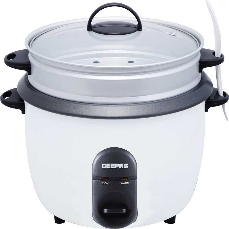 Geepas GRC35011 1.5L Rice Cooker/Steamer with Non-Stick Cooking Pot 500W - Automatic Cooking, Steam Vent Lid & Simple One Touch Operation |Make Rice, Steam Healthy Food & Vegetables | 2 Year Warranty