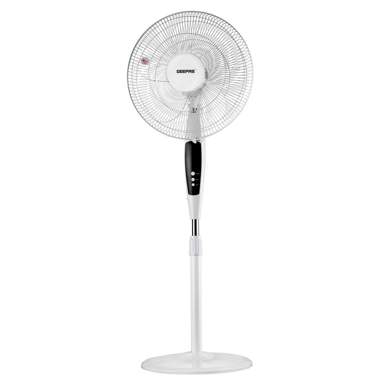 Geepas GF21112 16" Stand Fan With Remote Control 60W - 3 Speed, 5 Leaf Blade, Adjustable Height & Tilt Setting With Led Display | Auto-Off | 2 Years Warranty
