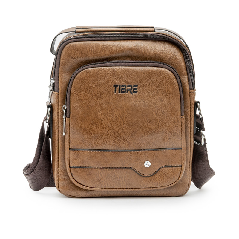 Men's Bags Genuine Leather Crossbody Bag Zipper Solid Color Casual Daily Office Leather Bag 2021 Messenger Bag Coffee