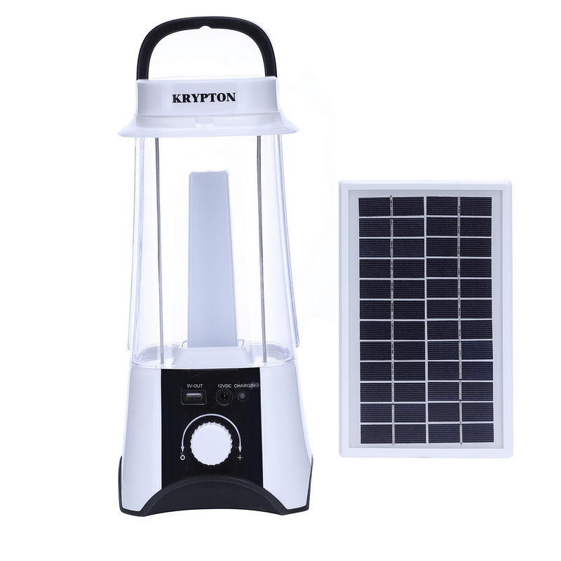 KNSE55345 Rechargeable Solar LED Emergency Light | Camping Emergency Lantern with Light Dimmer Function | Mega Luminous LEDs | Very Suitable for Power Outages, & Camping | Solar Panel