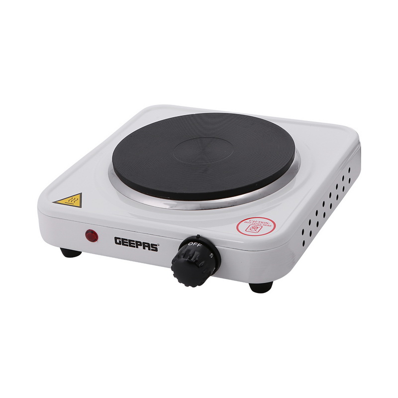 Geepas 1000W Single Hot Plate for Flexible & Precise Table Top Cooking - Cast Iron Heating Plate - Portable Electric Hob with Temperature Control for Home, Camping &