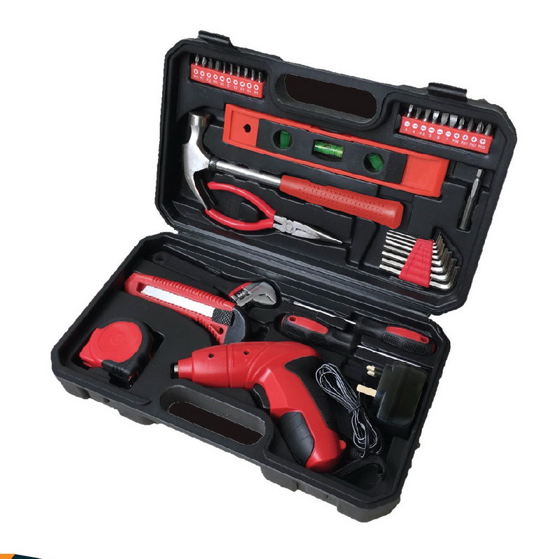Geepas GT7669 38 Pcs Combination Tool Kit - Home Repair Set with Plastic Toolbox Storage Case - Set of Tools for Daily Repair Work - 3.6V Cordless Screwdriver - Massive Accessory with Kit