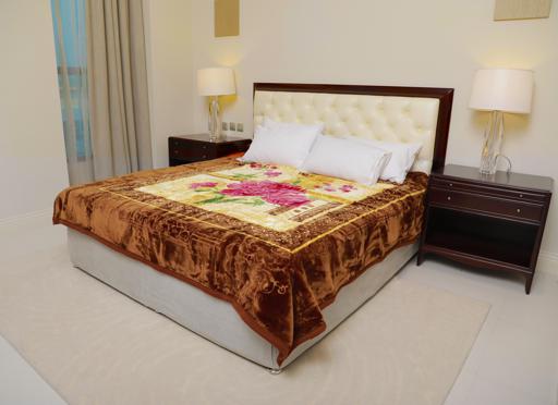 Parrylife Emarati Floral Brown Double 2 Ply Embossed Blanket 200*240 Cm,Soft And Warm