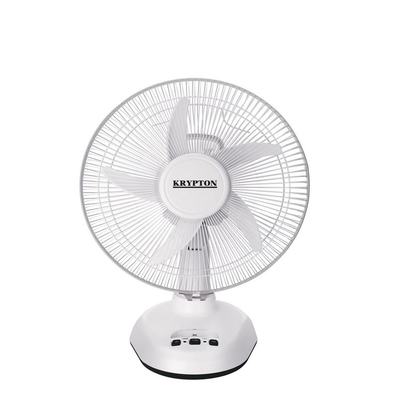 12-Inch Table Fan with LED - 2 Speed Settings with Oscillating/Rotating and Static Feature - Electric Portable Desktop Cooling Fan for Desk Home or Office Use